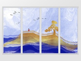 抽象山水禅意意境移门