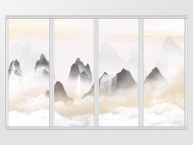中式中国风意境水墨山水移门