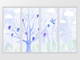 简约清新卡通树干移门