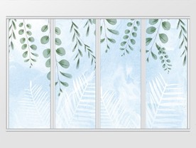 简约清新植物移门