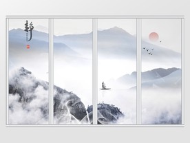 新中式禅意山水移门