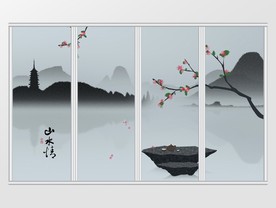 古风水墨山水情移门
