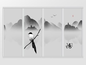 鸿运当头水墨移门