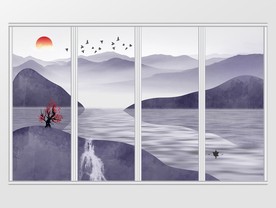 新中式水墨山水移门