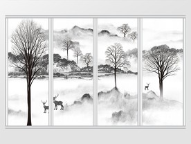 现代简约新中式艺术移门