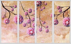 现代简约花卉移门