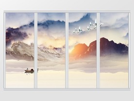 新中山水花鸟移门