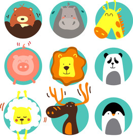 可爱圆底动物卡通形象头像素材