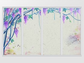 现代简约水彩花卉移门