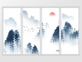 新中式波纹山水移门