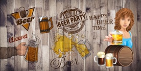 手绘啤酒装饰画背景墙