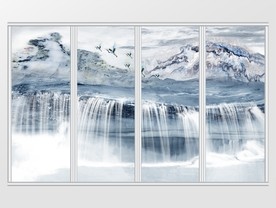 创意大理石纹山水风景移门