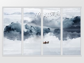 创意山水新中式移门
