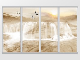 大理石纹江山如画移门