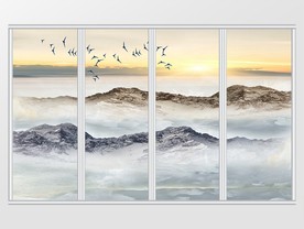 大理石纹日出气象移门