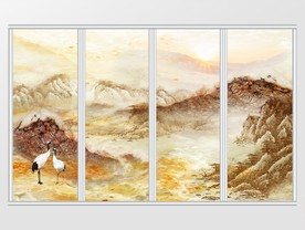 大理石纹抽象创意山水移门