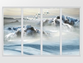 大理石纹山水移门