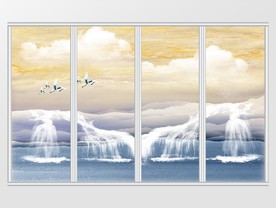 大理石纹山水移门