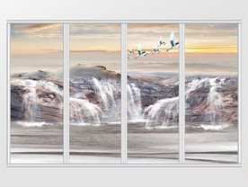 高清大理石纹山水移门