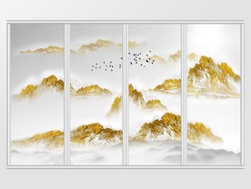 高清金色纹理中式现代移门