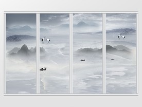 新中式意境抽象山水画移门