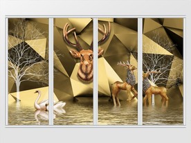 北欧金色复古麋鹿移门