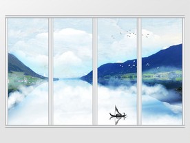 大理石纹抽象创意山水移门