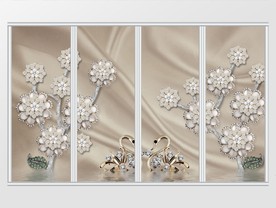 奢华简约珠宝花朵花枝移门