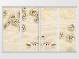 时尚奢华珠宝花朵移门