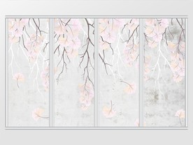 现代简约浪漫花卉移门