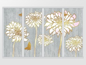 现代简约质感浮雕花卉移门