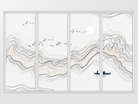 新中式抽象山水意境山水移门