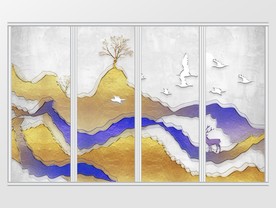 新中式抽象质感山水意境移门