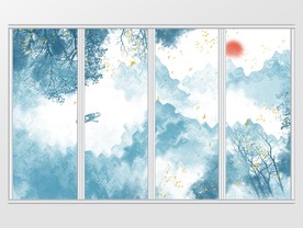 新中式山水画移门