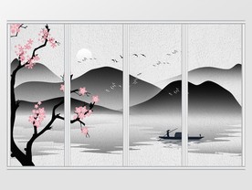 中式水墨山水意境移门