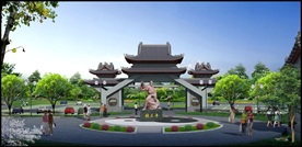 古建筑效果图 门楼牌坊 寺庙广