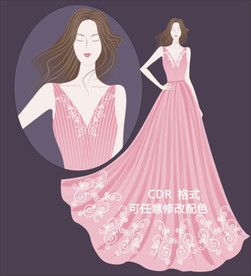 粉红色无袖礼服连衣裙