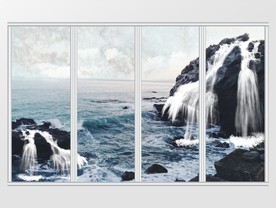 大理石纹山水画风景移门