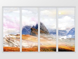 新中式大理石纹山水移门