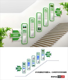 绿色环保楼梯文化墙