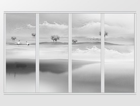 抽象新中式风景移门