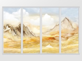 大理石纹新中式山水移门