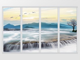 现代山水风景移门