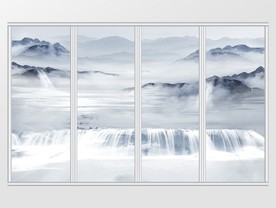 新中式高山飞瀑移门