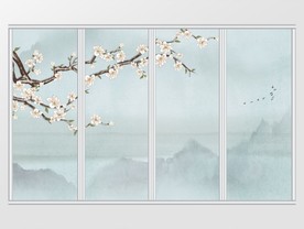 新中式简约玉兰花移门