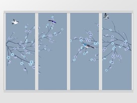 新中式素雅手绘花鸟移门
