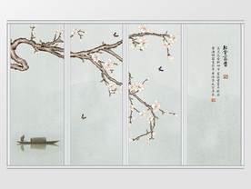 新中式玉兰花鸟移门