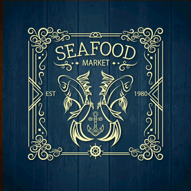 欧式复古风鱼类海报设计矢量图