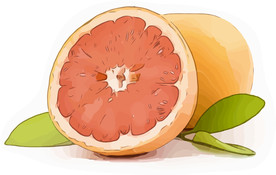 红肉葡萄柚 矢量手绘素材