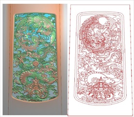 龙凤棺材盖板小棺材精雕图浮雕图